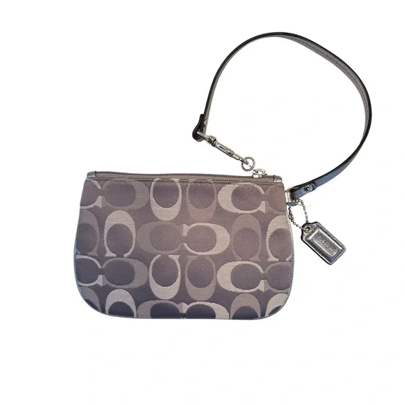 NEW Coach Signature C Small Silver Wristlet F45659 Silver/Grey White NWOT - Picture 2 of 5
